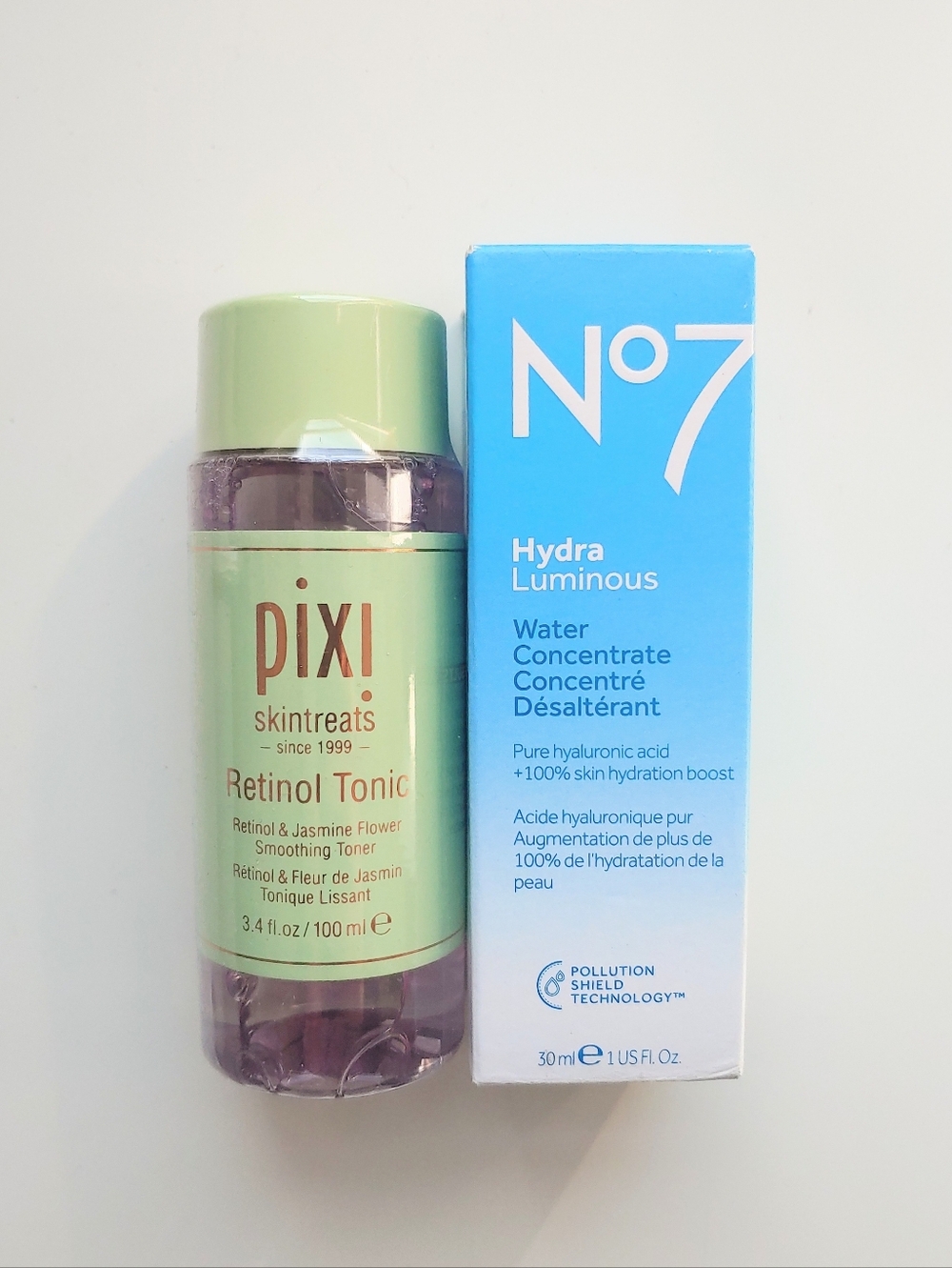No7 Hydra Luminous Water Concentrate & Pixi Skintreats Retinol Tonic